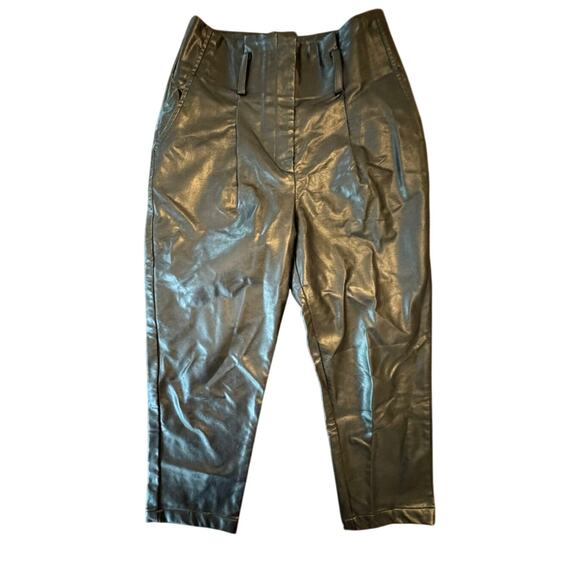 J.O.A. Drop the beat faux leather‎ pants Small Cropped Pleated - Picture 2 of 9